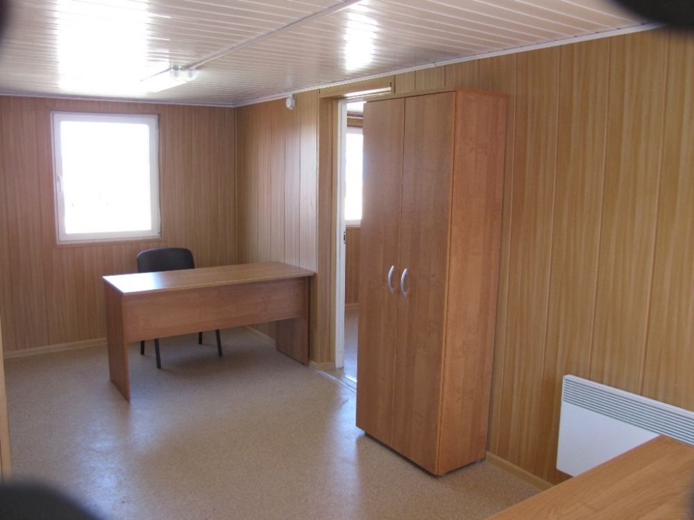 Модульный офис с отделкой МДФ панелями и вариантом мебелировки